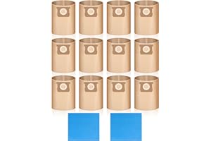 BUUFILCOO PACK 14(12+2) 19-3100 Shop Vac Bags for Stanley 5-6-8 Gallon Wet/Dry Vacuums Disposable Dust Bags Reusable Filter 19-1500 Combo,12 Pack Disposable Filter Bags and 2 Pack Reusable Filter Bags