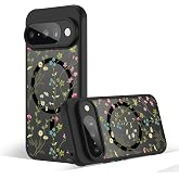 Oxytter Magnetic Case for Google Pixel 10/10 Pro [Compatible with MagSafe] Cute Black Flower Floral Pattern Case for Women Girls Soft TPU Bumper Hard PC Back Anti-Fall Shockproof Protective Slim Cover