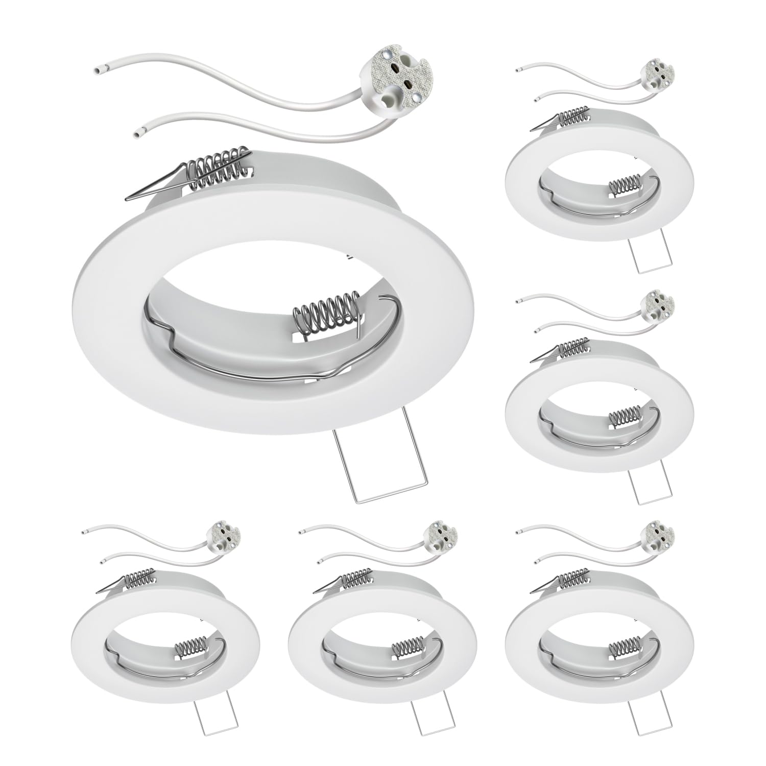 ledscom.de 6 Pieces Ceiling recessed Frame Fere recessed Frame White matt (LED/Halogen/MR16/50mm) incl. GU5.3 Socket