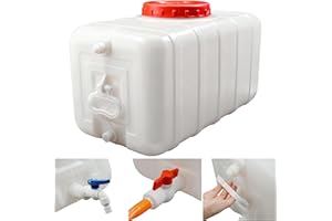 DREAMDRAGON 29Gallon/110L Water Storage Tank, Portable Water Tank for Outdoor Camping,Farms and Gardens, Rectangular Translucent White