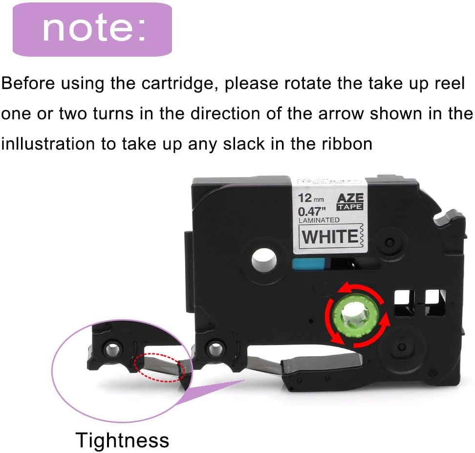 MarkDomain Compatible Label Tape Replacement for Brother TZe-231 TZ-231 Laminated P-Touch Label Maker Tape, for PT D210 H110 D600 1230PC 1280, 0.47" x 26.2'(12mm x 8m), Black on White (4 Pack): Office Products
