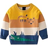 Azalquat Toddler Baby Boy Knit Sweater Pullover Cotton Cartoon Sweatshirt