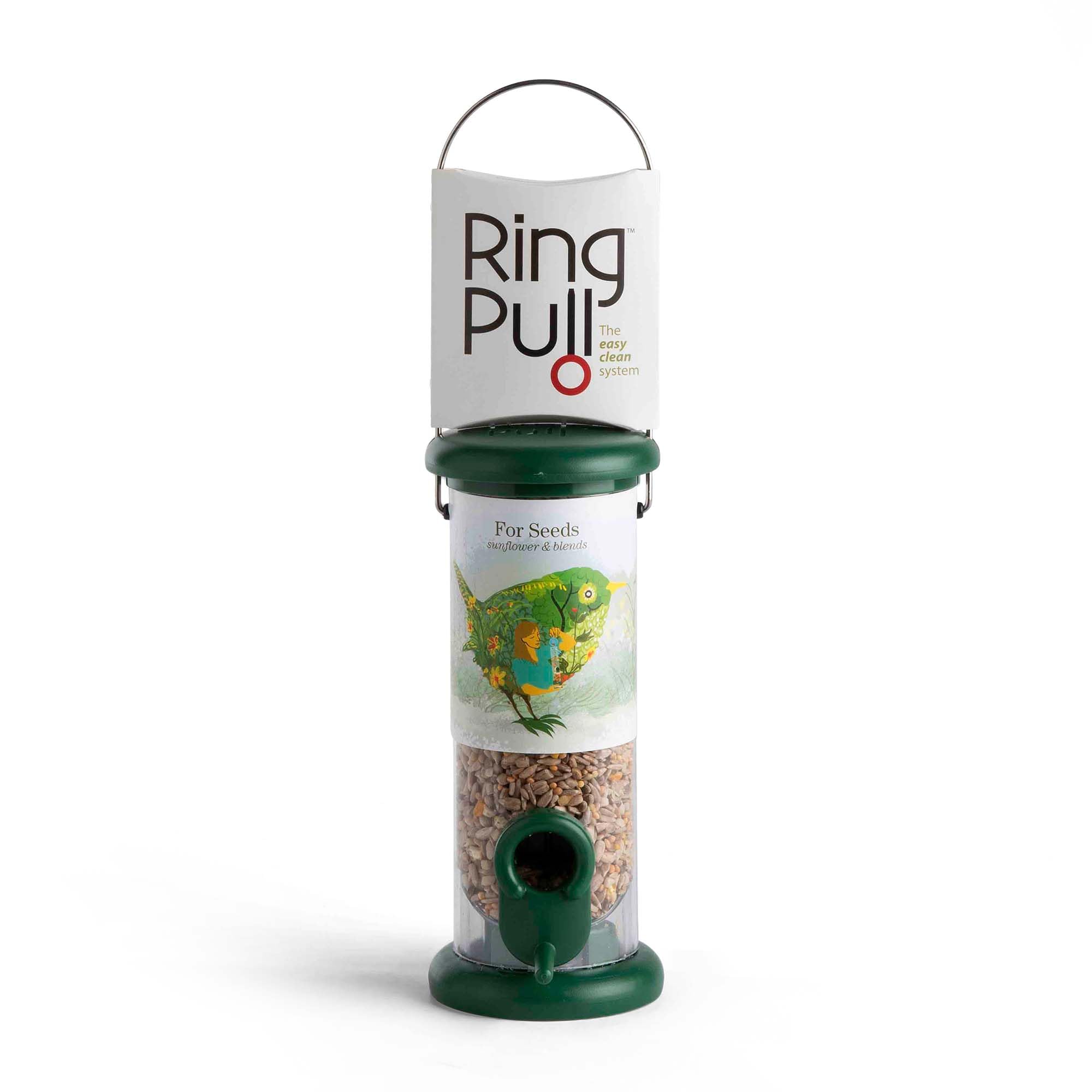 Ring-Pull TO-S1G Small Bird Feeder for Seeds - Green