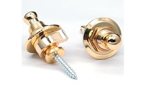 harpfeas 2 PCS Guitar Strap Lock Buttons Guitar Strap Locks Set Security Quick Release Strap lock Retainer System for Electric,Bass,Acoustic Guitar (Gold)