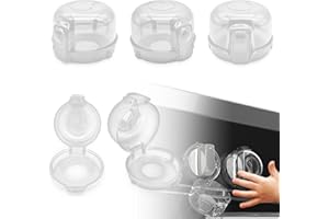 TENGYYY Stove Knob Safety Covers 5-Pack - Childproof & Pet Proof Locks for Gas/Electric Ovens, Heat-Resistant Clear Guards, Easy Damage-Free Install (Transparent White)