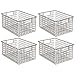 mDesign Metal Wire Food Storage Basket Organizer with Handles for Organizing Kitchen Cabinets, Pantry Shelf, Bathroom, Laundry Room, Closets, Garage - Concerto Collection - 4 Pack - Bronze