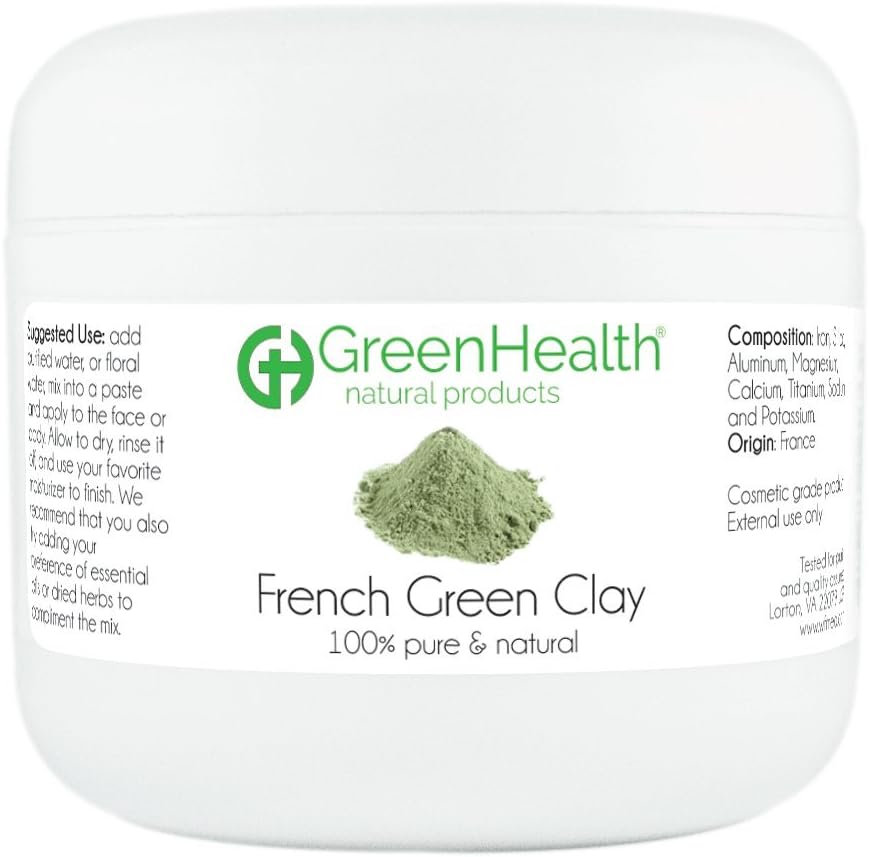 French Green Clay Powder, 3 oz - 100% Pure & Natural by GreenHealth