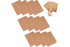 A6 Kraft Paper Notebooks - 12-Pack Blank Covers, 48 Pages per Notebook (24 Sheets), Paper, Durable and Lightweight, Ideal for