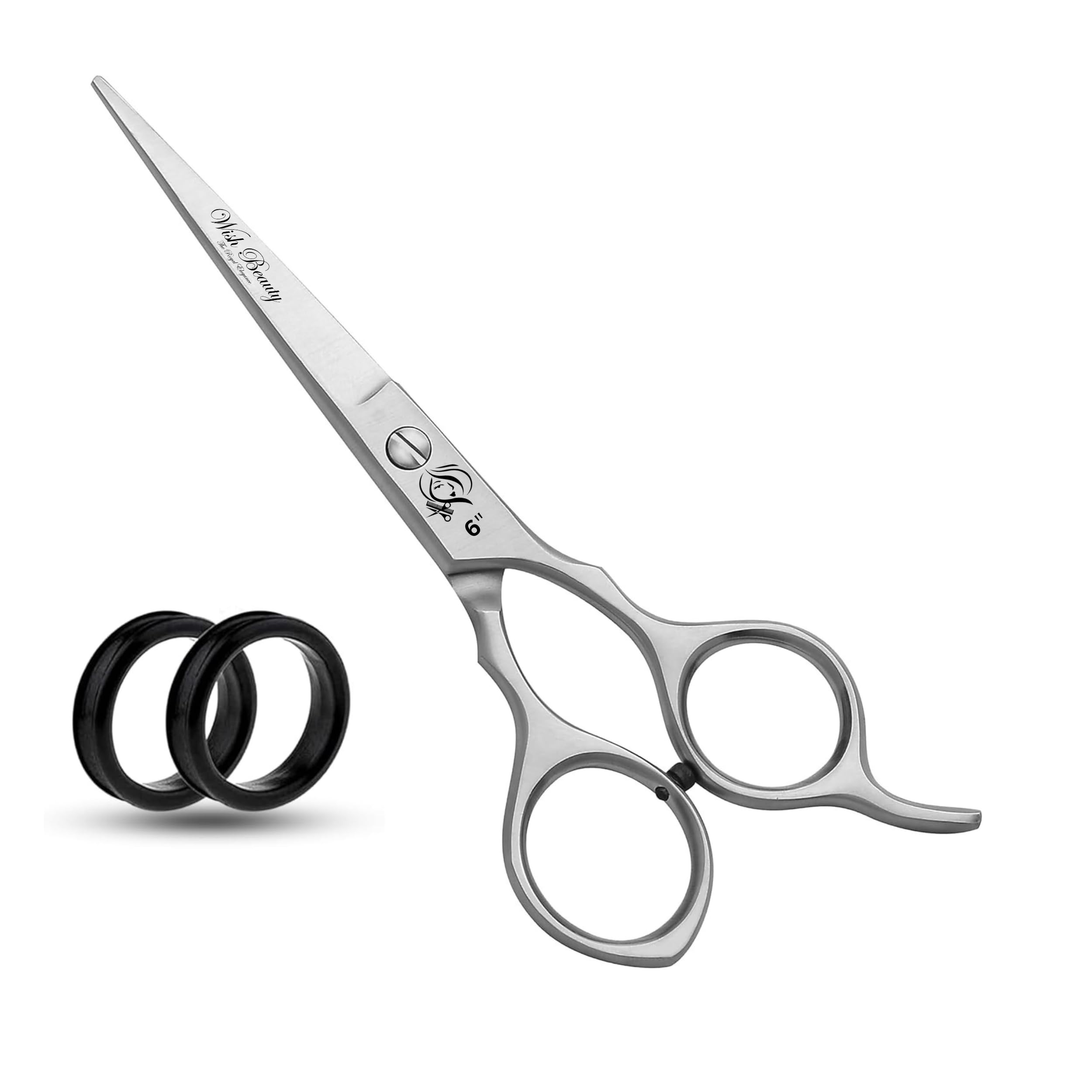 Glamified 6" Professional Hairdressing Scissors – Stainless Steel Hair Cutting Shears for Salon & Home Use (Silver)