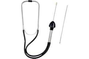 Swpeet 2Pcs Automotive Stainless Steel Mechanic Cylinder Stethoscope Engine Stethoscope Kit Includes Rubber Ear Buds Probe Tu