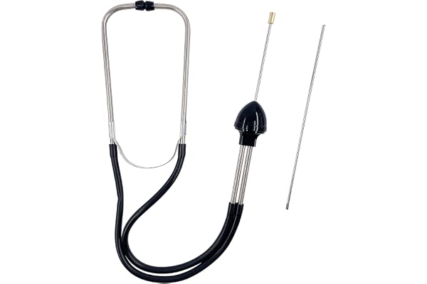 Swpeet 2Pcs Automotive Stainless Steel Mechanic Cylinder Stethoscope Engine Stethoscope Kit Includes Rubber Ear Buds Probe Tu