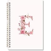 XNXLDYLH Coquette Personalized Letter E Notebook Journal, Initial Monogrammed Gifts, Light Pink Cute Trendy Journals Spiral Notebook for Women Teen Girls, Cute Preppy Office School Supplies, 5.5x8.3In