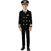 Davsolly Kids Pilot Uniform Boys Airline Captain Costume for Halloween Cosplay Birthday Party Gifts