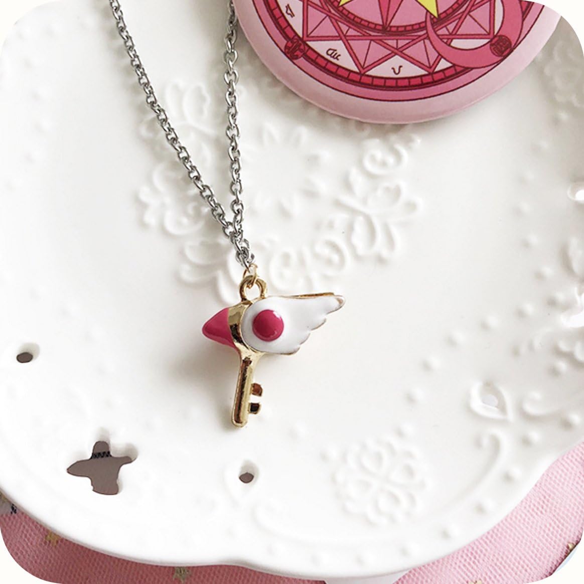 usongs Japanese Cardcaptor Sakura Bird head stick star necklace pendant long sweater chain accessories animation around