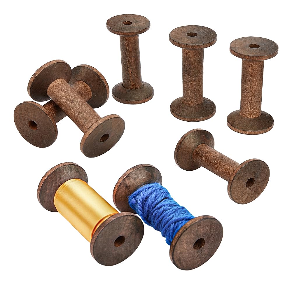PH PandaHall 8pcs Wooden Spools 3.1 inch/8cm Sewing Bobbins Empty Embroidery Thread Spool Wire Weaving Bobbins for Embroidery Sewing Machines Wire Thread Cord Jewellery Chain Wrapping