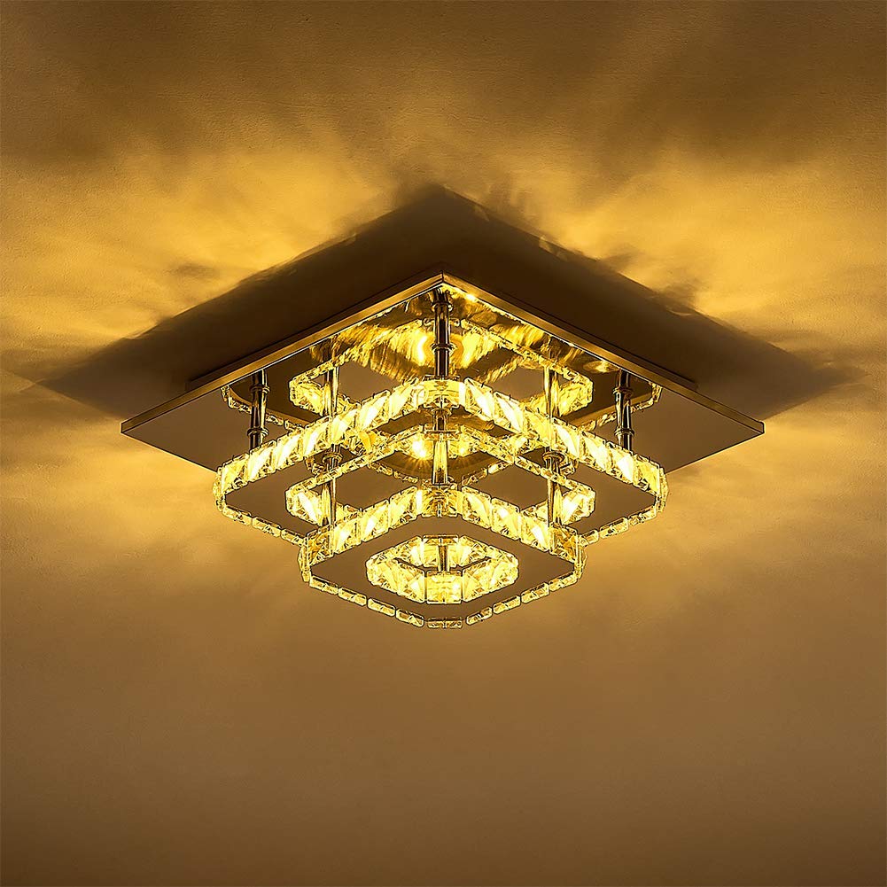 XEMQENER 36W Dimmable Crystal Chandelier Ceiling Light with Remote Control for Children’s Room Bedroom Living Room (Double Square, Dimming) — image 1