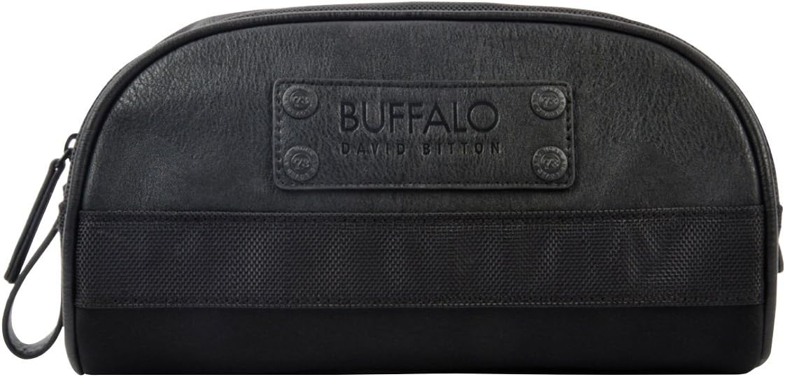 Buffalo David Bitton BUF532302CA Mike Top Zip Dome Toiletry Kit, Black