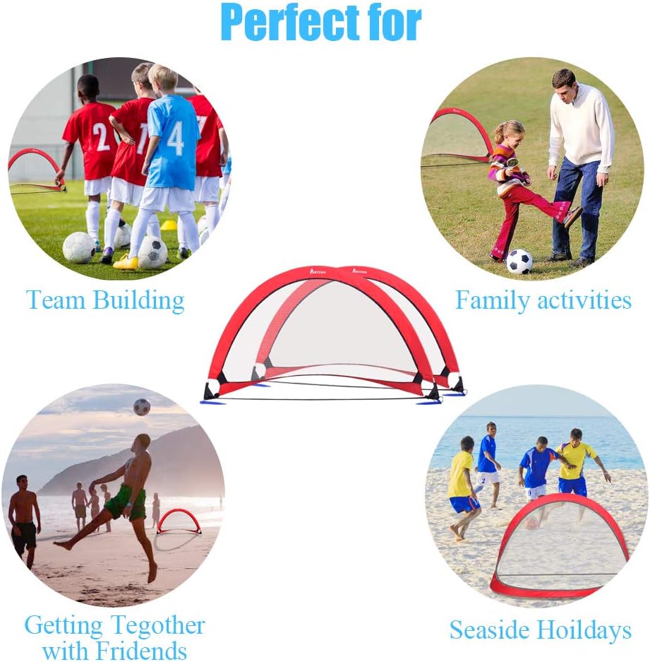 Portzon pop up Soccer Goal Set of 2，Soccer Goals for Backyard- Portable Soccer Nets with Carry Bag for Indoor & Outdoor Sports, Size 2 Pop Up Portable Soccer Goals : Sports & Outdoors