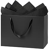 Shintop 3pcs Extra Large Black Gift Bags with Handles, 15.7 x 11.3 x 5.5 in Reusable Big Paper Present Bags with Tissue Paper for Men, Birthday, Business or Holiday Use