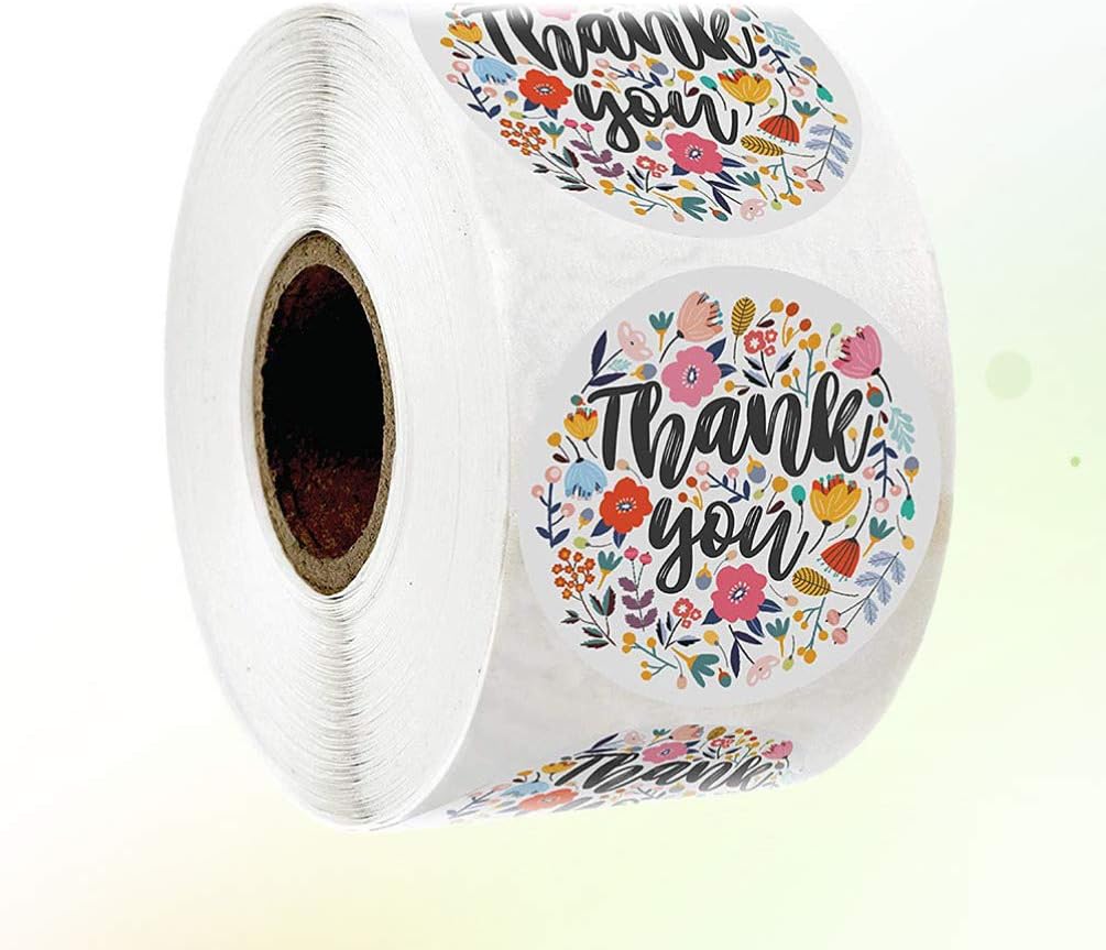 1 Roll Thank You Sticker Paper Self-Adhesive Sealing Label Wrapping Flower Decals DIY Bag Tag for Mothers Day Business Birthday Wedding Party - Image 3