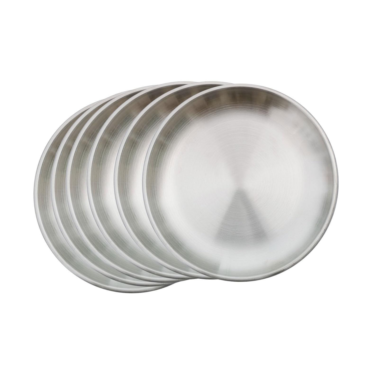 Photo 1 of 5.5 Inch Saucers Plates Set for 6, Stainless Steel Small Dessert Plates Snack Appetizer Plates Sauce Dish Metal Plate Reusable Unbreakable Dishwasher Safe Camping Party