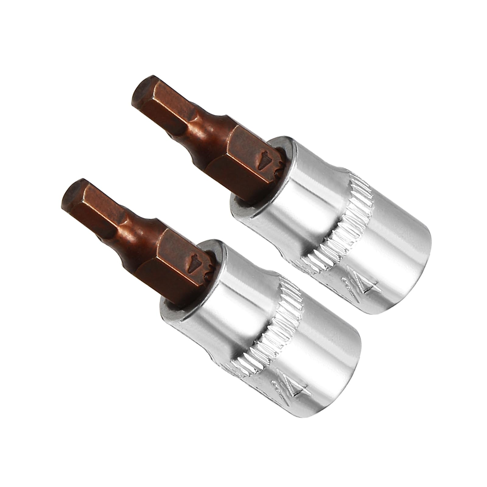 CoCud Hex Bit Socket, Metric 4mm Bit 1/4" Drive 1.5" Long, S2 Alloy Steel Heat Treated CR-V Socket - (Applications: for Fastener Application), 2-Pieces