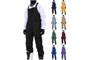 Sblioda Mens Snow Bibs Waterproof Insulated Overalls with Zipper Pockets Adjustable Straps Winter Thermal Snowboarding Pants