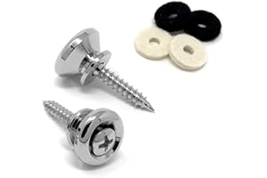 Vintage Forge Guitar Strap Buttons Chrome Modern Style Universal Fit for Acoustic and Electric Guitar and Bass (2) with Screws and Felt Washers SB80-CHR