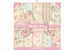 Stamperia Intl Double-Sided Paper Pad-Shabby Rose, 30.5 x 30.5 (12" x 12"), Multicoloured