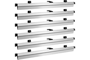 LINSIRON Blueprint Hanging Clamps (6p 24inch) Holder Aluminum Print Rack Adjustable with Black Wing Knob Nuts Drafting Supplies Blueprint Poster Chart Include Transparent Label Clip Storage Organizer