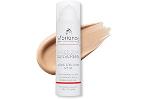 Vibriance Sheer Zinc Sunscreen - Tinted Sunscreen for Face SPF 50, Lightweight Facial Moisturizer with Niacinamide, Hyaluronic Acid - 1.7 fl oz