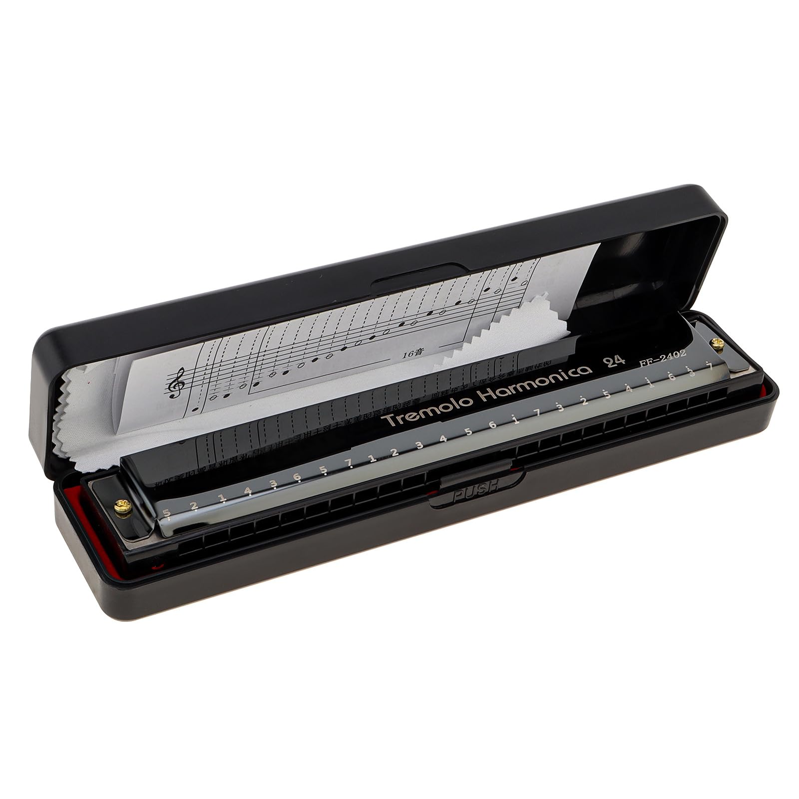 OriGlam Harmonica Key C, 24 Hole Professional Tremolo Harmonica with Case and Cloth