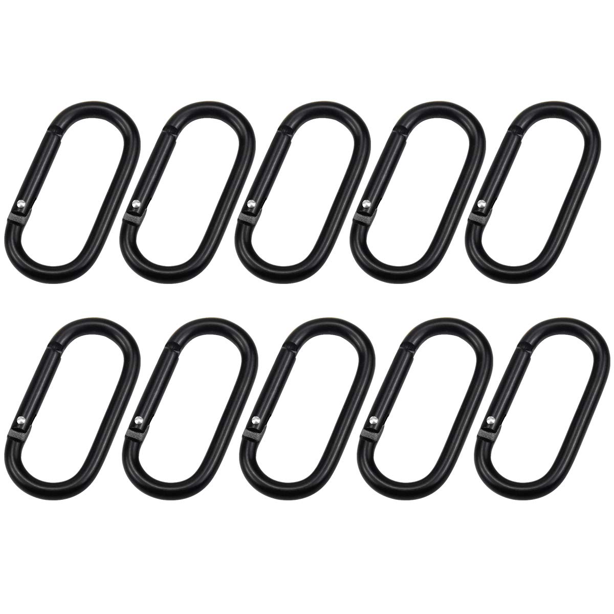 Fangehong 10 Pcs Spring Snap Hooks, Small Carabiner Clips, Aluminum Alloy O-shaped Carabiner Keychain Hook Heavy Duty, Mountaineering Buckle for Outdoor, Fishing, Hiking, Traveling (Black)
