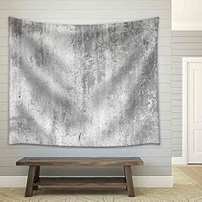 Grunge White Background Cement Old Texture Wall - Fabric Wall Tapestry Home Decor - 51x60 inches