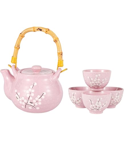 Amazon.com | Porcelain Tea Set Square Shape 20 fl oz Teapot with 4