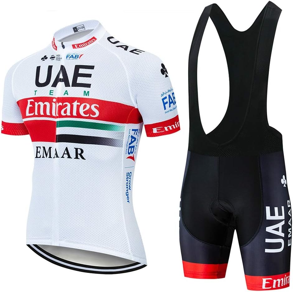 FMHAO Men's Cycling Jersey Set Breathable Short Sleeve Bike Jersey with 3D Gel Pad Bib Shorts Mountain Road Bike Team Clothing