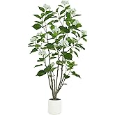 Haplant 5ft Artificial Hydrangea Tree - Real Touch Silk Flowers & Adjustable Branches - Lifelike Faux Potted Plant for Indoor Living Room, Wedding, Porch, Farmhouse Home Decor