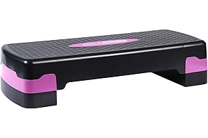 HolaHatha Compact Portable Aerobic Step Platform Exercise Fitness Equipment, Cardio Stepper with Adjustable Height for Home Gym