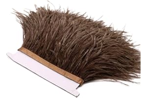 YEQIN 2 Yards Natural & Soft Ostrich Feathers Fringe Trims Ribbon - Used for Dress, Sewing Decoration, Craft Clothing, Boots, Wedding Decoration, DIY, Etc (Brown)