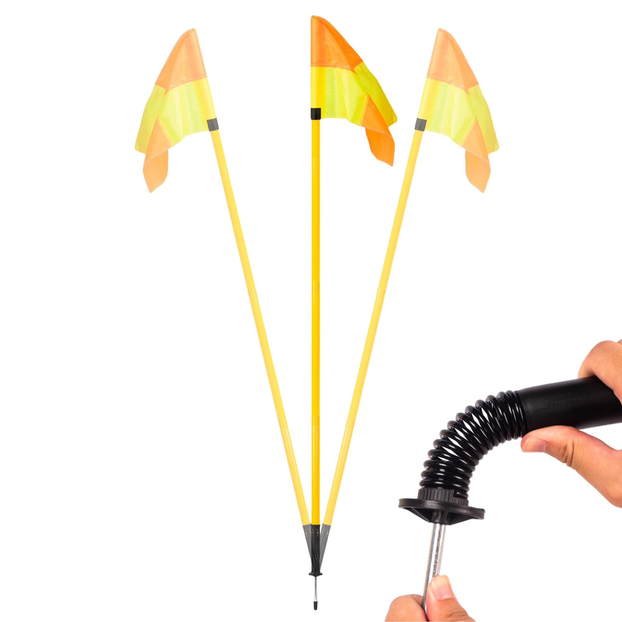 5FT Soccer Corner Flags for Soccer Field Set of 4,Soccer Flags Agility Poles Soccer Training Poles,Spring Loaded Adjustable Speed and Agility Training Equipment With Storage Bag