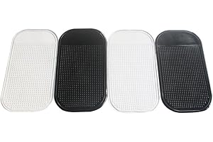 KUNHE 4 Pack Silicone Anti-Slip Dash Pad, Dashboard Sticky Mat for Phones, Sunglasses, Keys (2 Black+ 2 Transparent)