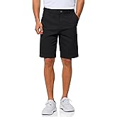 UIQUR Men's Chino Dress Shorts 10 Inch Inseam Summer Casual Cotton Relaxed Fit Bermuda with Pockets Golf Hiking(Black, 32)
