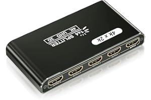 HDMI Splitter 1 In 4 Out, ORIKLON 4K@30Hz HDMI Splitter with 4 Port, 4 Way Powered HDMI Output Splitter Box, 1x4 HDMI Display Duplicator/Mirror Support 3D UHD 1080P for PC Xbox PS4 Cable Box FireStick