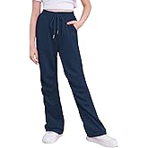 Kimoda Girls Sweatpants Pants Wide Leg Flare Pants Teen Kids Elastic Casual Trousers with Pocket Size 6-13