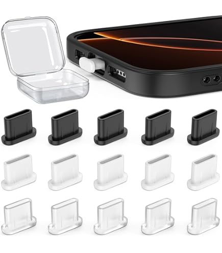 50 Pcs USB C Dust Plugs, 10 Colors Type C Port Cover Charm