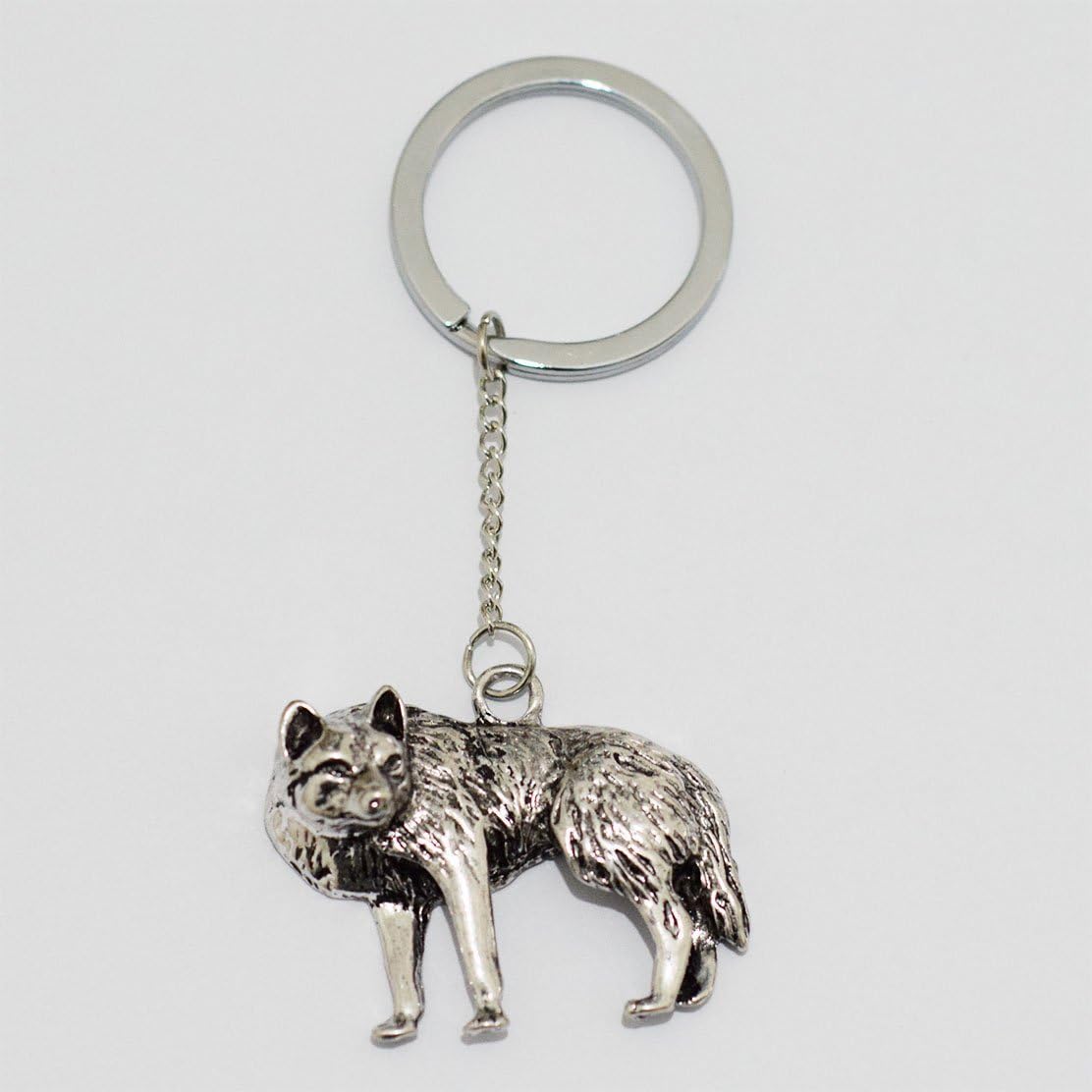 Howling Wolf Keychain, Silver Wolf Keychain