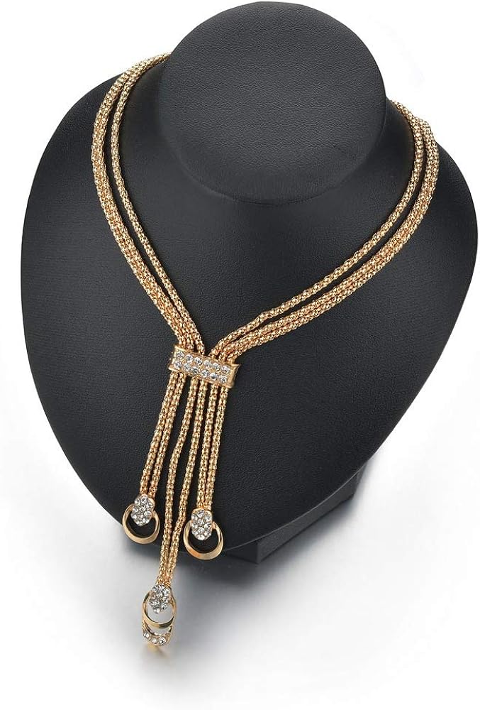 Ceqiny Necklace and Earring Pair Bracelet Ring Set Clavicle Chain Necklace Gold Charm Necklace Vintage Choker Necklace Alloy Necklace Friendship Sister Partner Birthday Gifts for Women Girls, Gold: Clothing