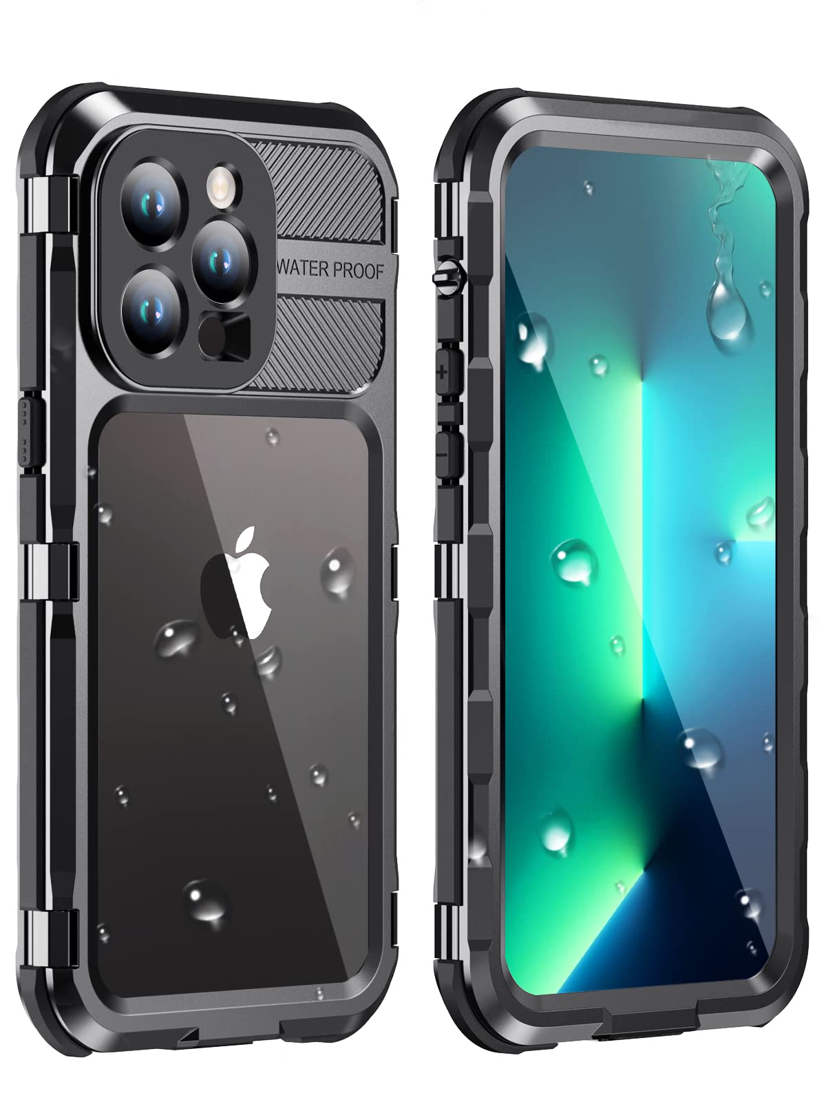 WIFORT for iPhone 13 Pro Waterproof Case,Shockproof Dustproof Heavy Duty Metal Cover with Build-in Screen Protector,[Compatible with Magsafe] 360 Full Body Protective Cases - 6.1", Black — image 1