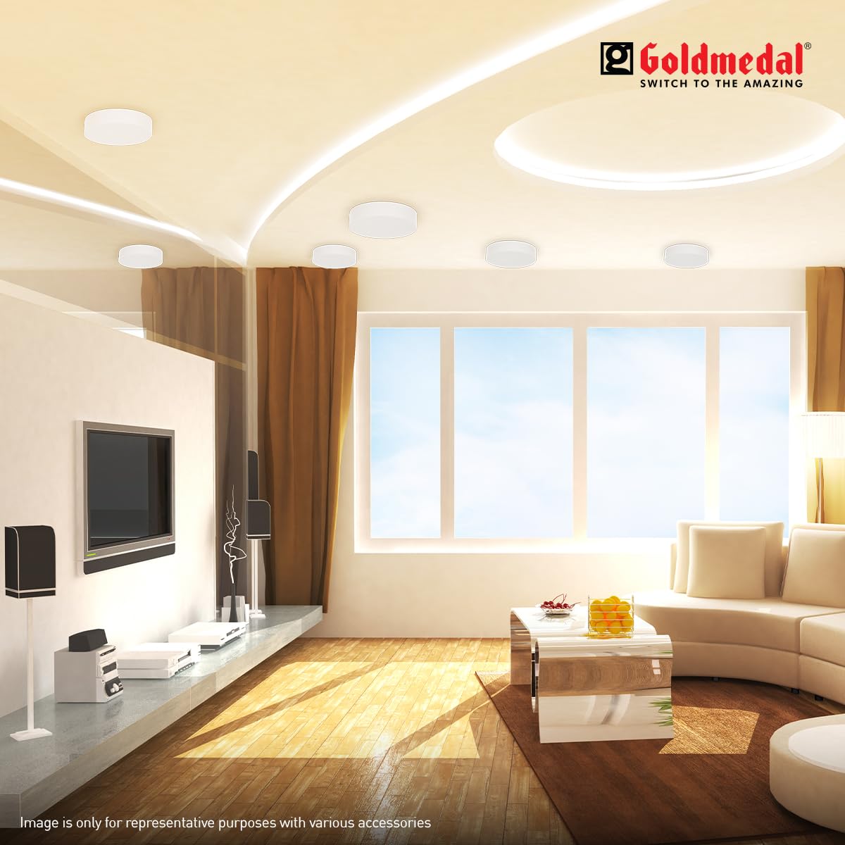 Goldmedal Frozen 18W LED Surface Panel Light | Ceiling Light (No False Ceiling Required) | Surface Mounted LED Light for Home,Hall,Bedroom&Office |100 Lumen Per Watt |Warm White(3000K)-Pack of 5 4