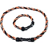 CEBUY 2 Rope Braided Tornado Titanium Sport Baseball Necklace 18" & Bracelet 7"